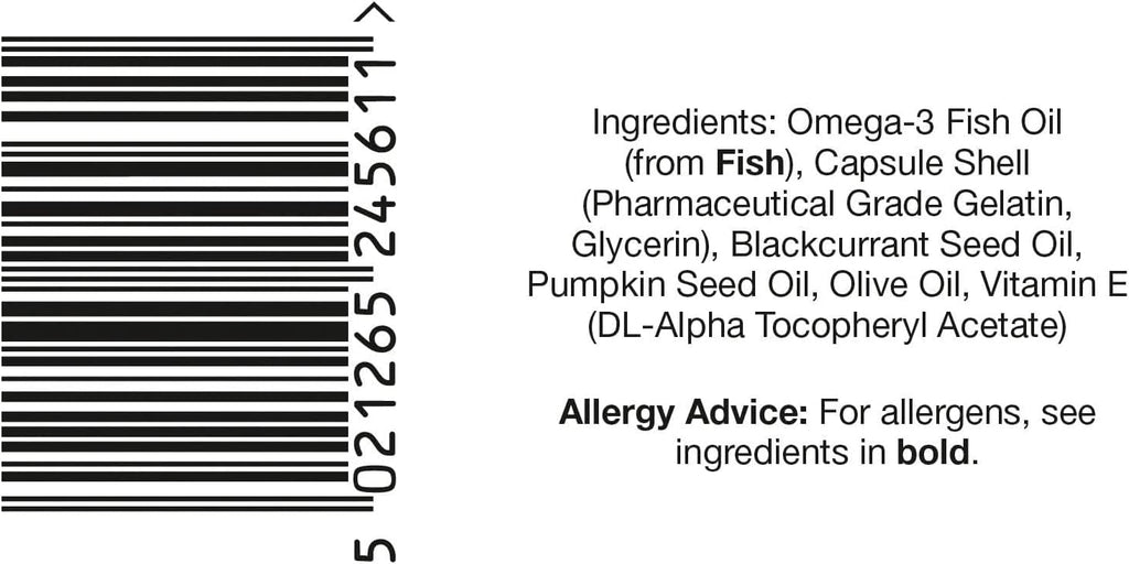 Vitabiotics Ultra Omega 3-6-9 Nutritional Supplements Capsules from Fish Oil Olive Oil Pumpkin Seed and Blackcurrant Oil
