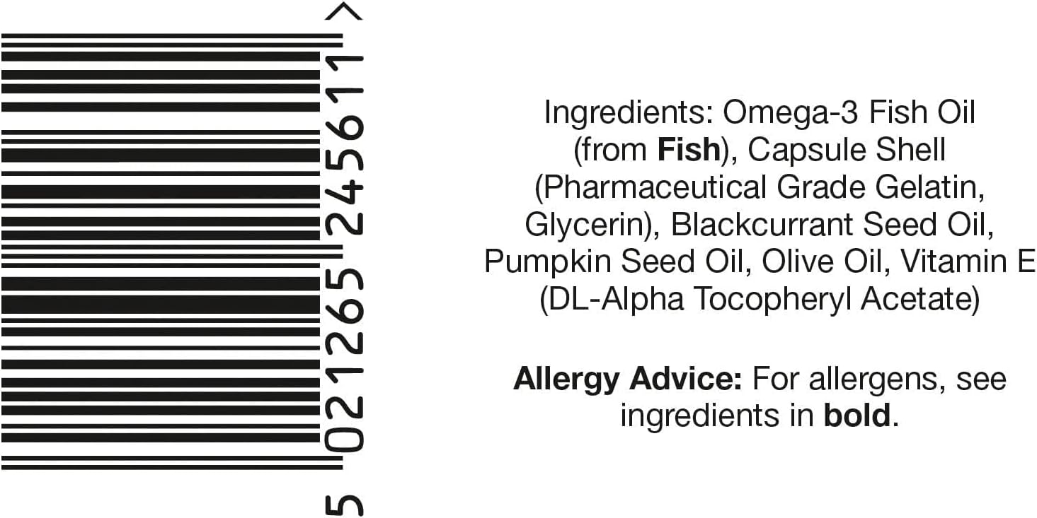 Vitabiotics Ultra Omega 3-6-9 Nutritional Supplements Capsules from Fish Oil Olive Oil Pumpkin Seed and Blackcurrant Oil