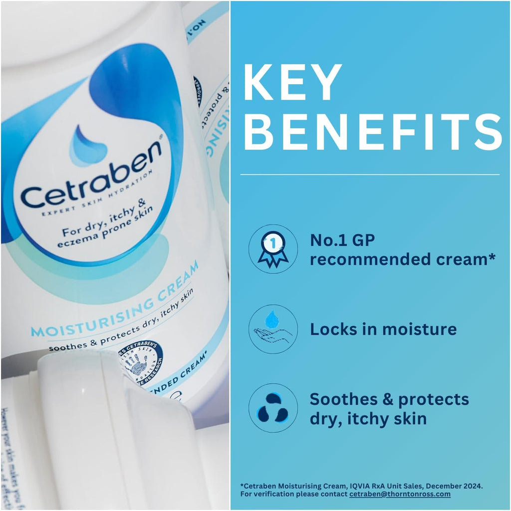 Cetraben Moisturising Cream, For Dry, Itchy, Sensitive & Eczema-Prone Skin 475ml