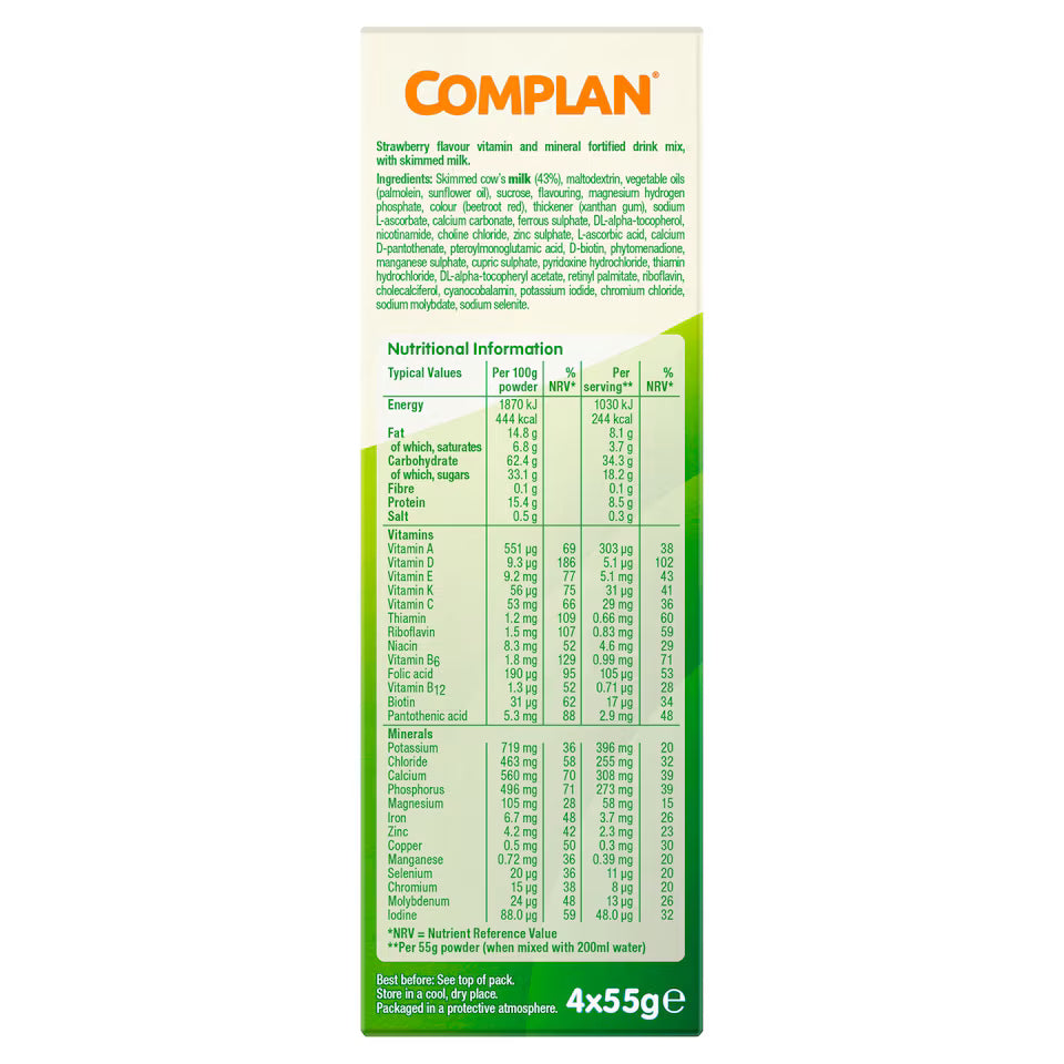 Complan Strawberry Multivitamin & Mineral Nutritional Drink Sachet 4x55g