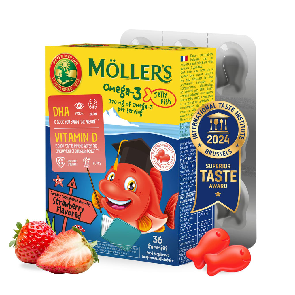 Moller’s - Omega 3 Jellies for Children, Strawberry Flavoured (36 Capsules)