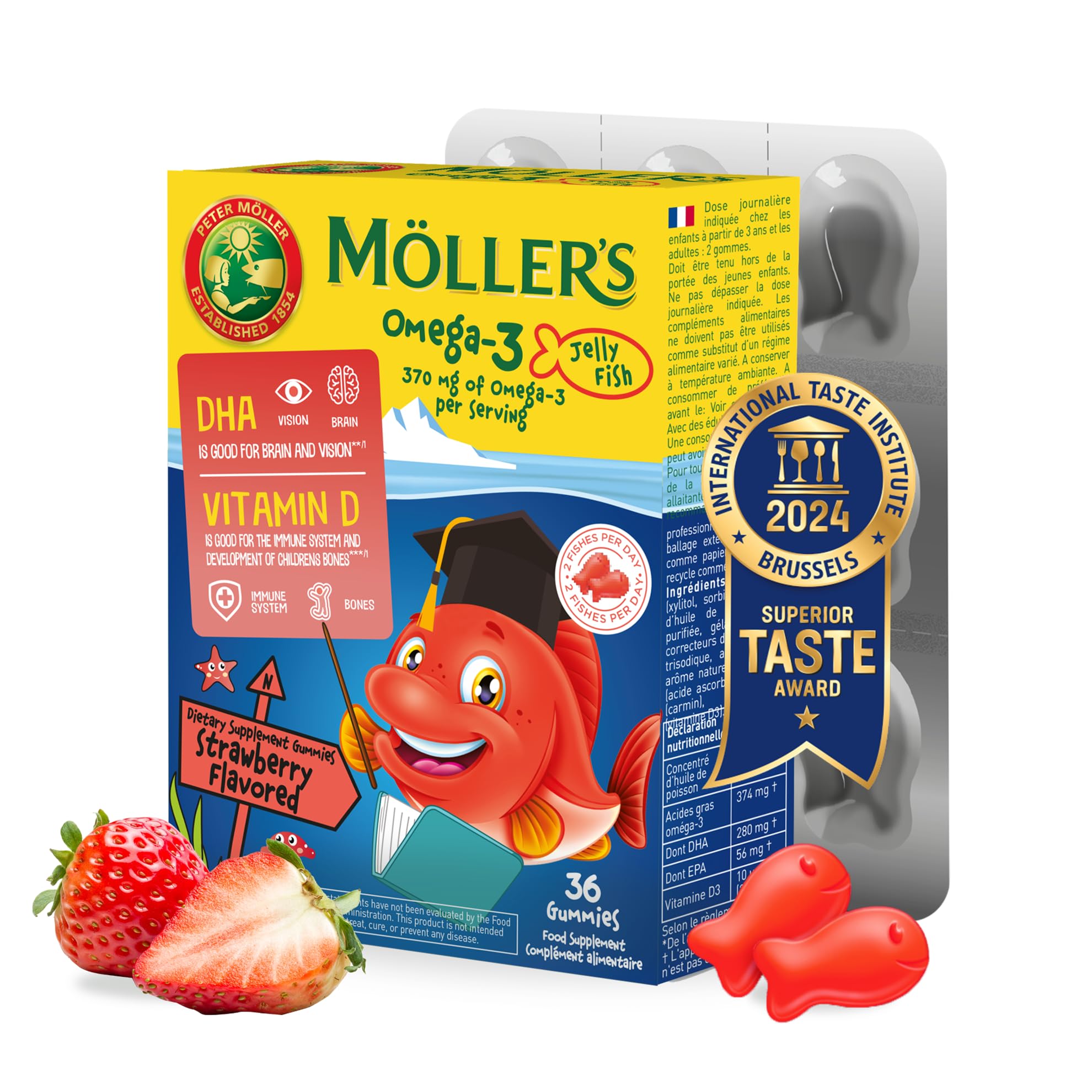 Moller’s - Omega 3 Jellies for Children, Strawberry Flavoured (36 Capsules)