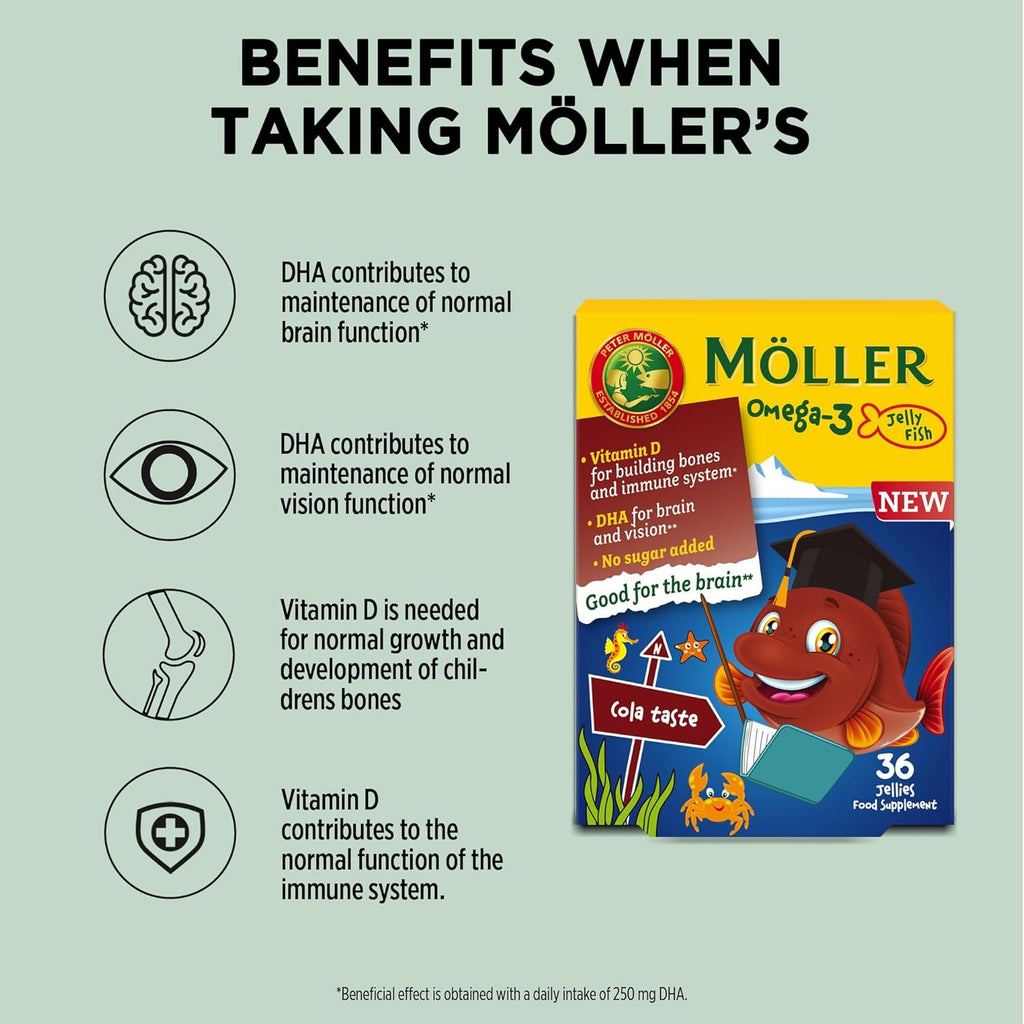 Moller’s - Omega 3 Jellies for Children, Cola Flavoured (36 Capsules)