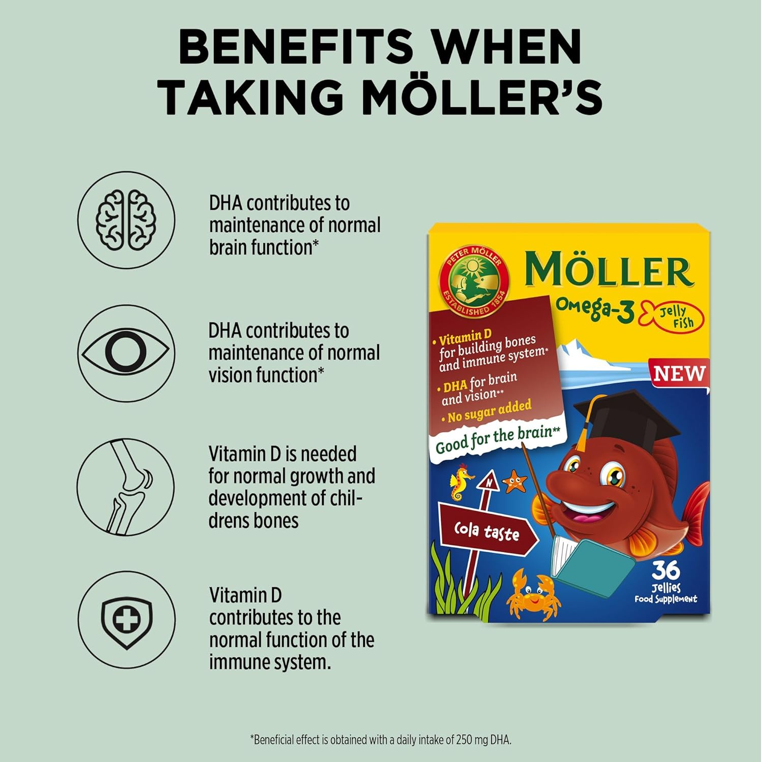 Moller’s - Omega 3 Jellies for Children, Cola Flavoured (36 Capsules)