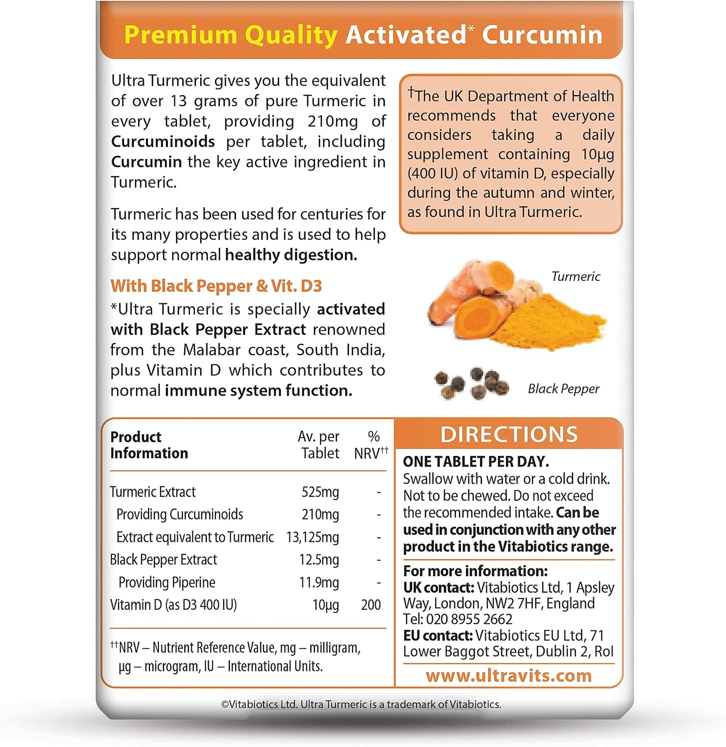 Turmeric and Black Pepper Capsules, Vitabiotics Ultra