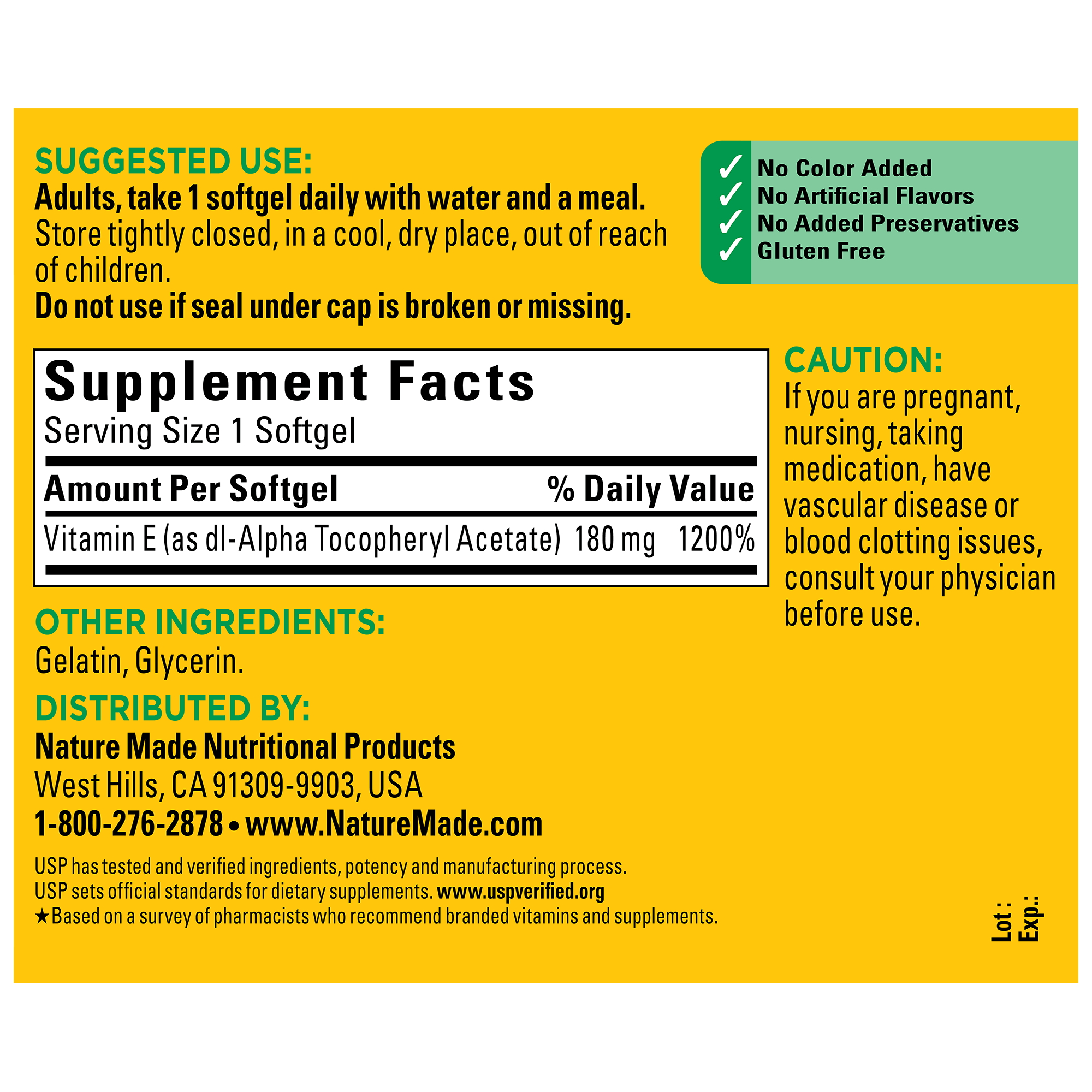 Vitamin E 400 IU (180 mg) dl-Alpha Softgels