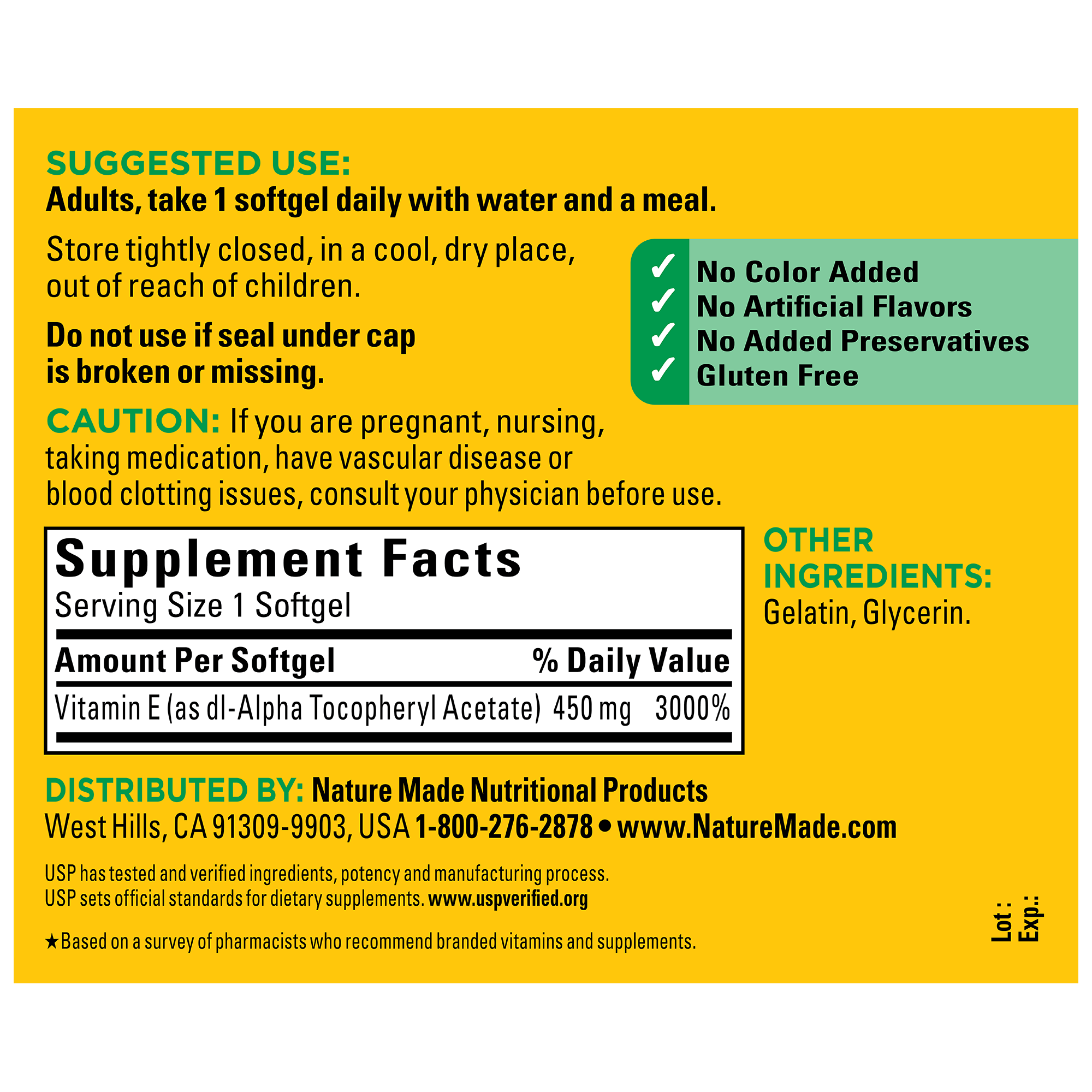 Vitamin E 1000 IU (450 mg) dl-Alpha Softgels