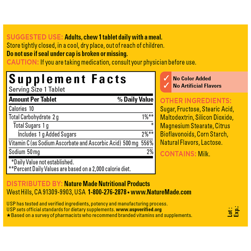 Chewable Vitamin C 500 mg Tablets