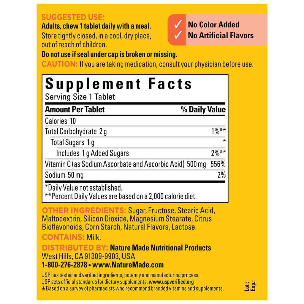 Chewable Vitamin C 500 mg Tablets