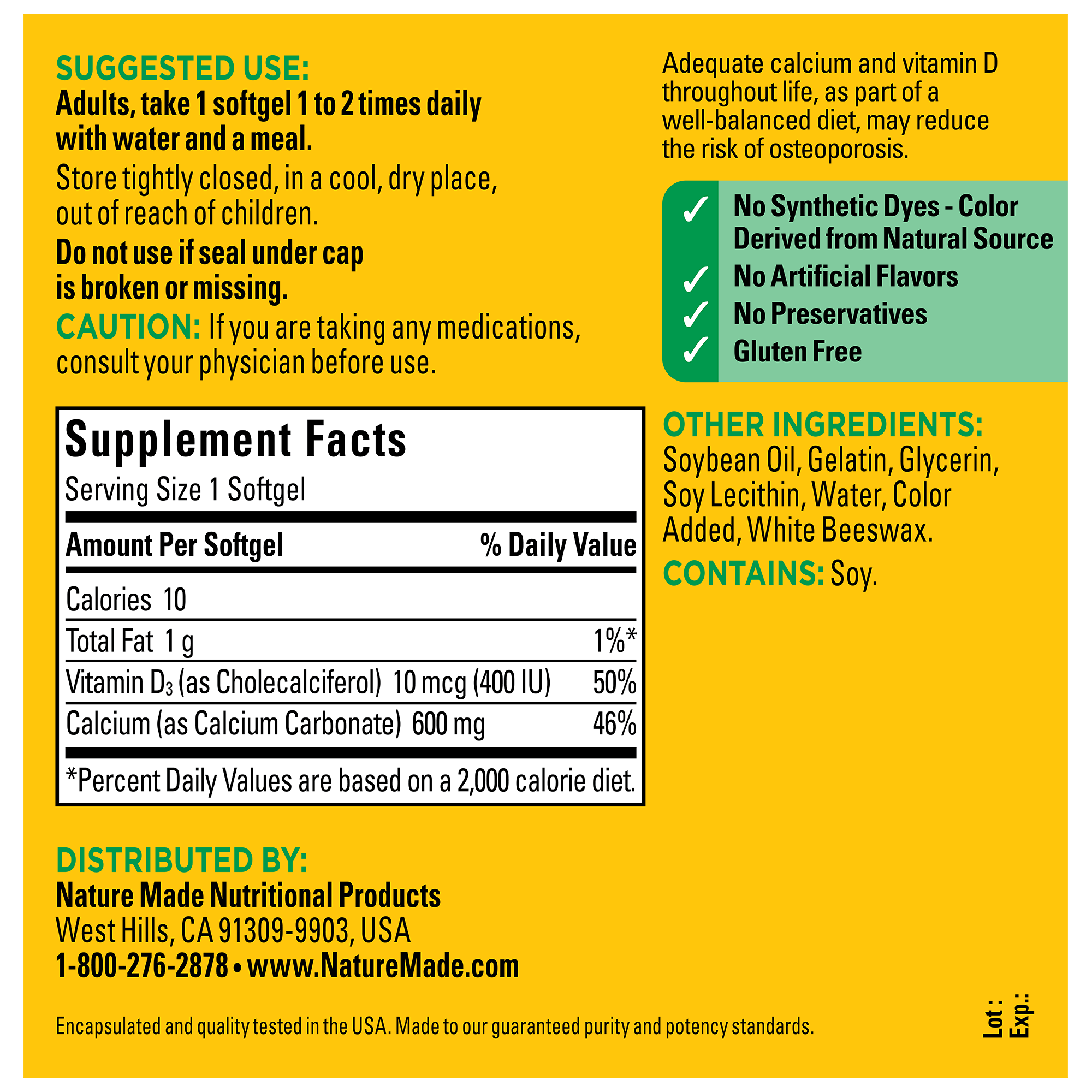 Calcium 600 mg with Vitamin D3 Softgels