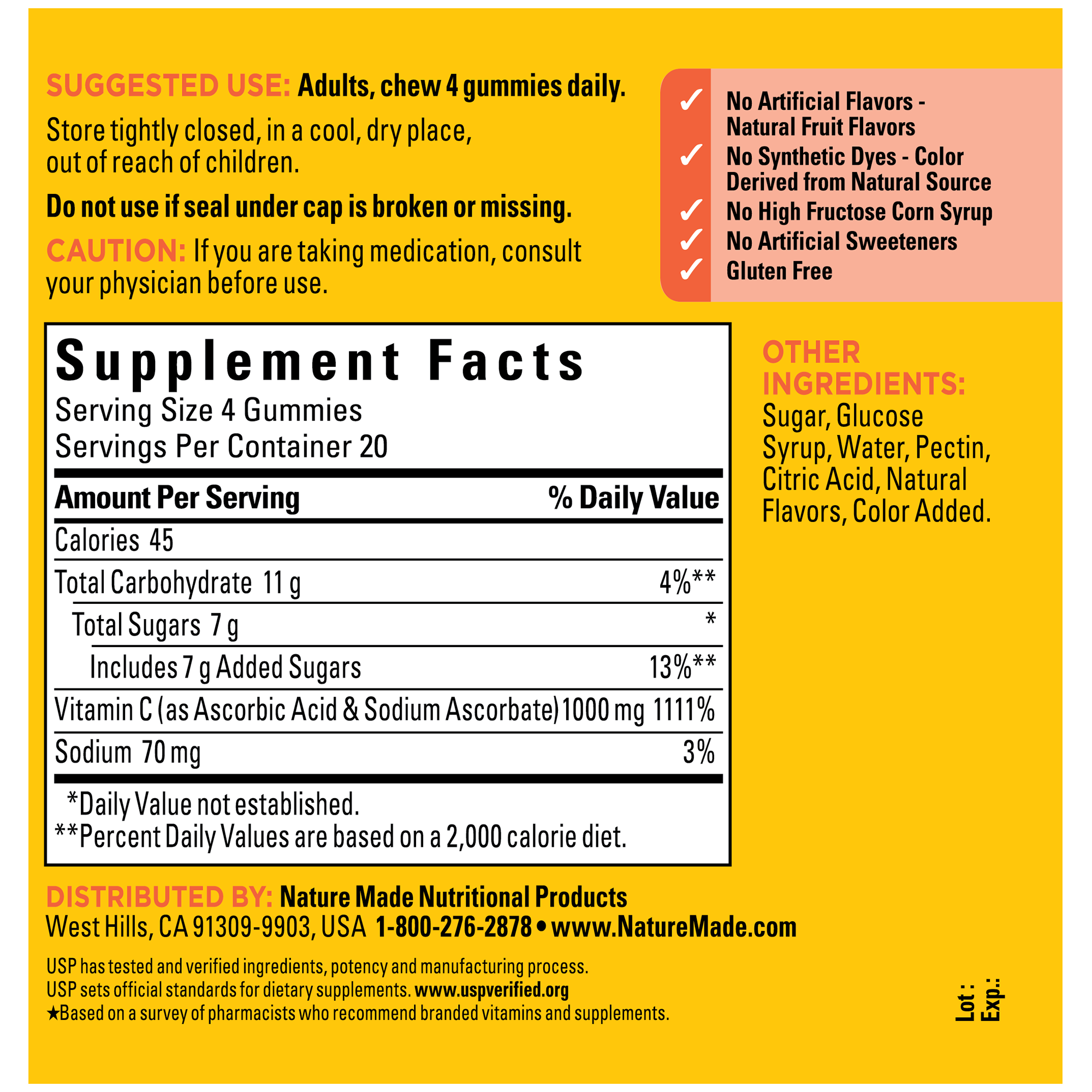 Vitamin C Gummies Maximum Strength Dosage‡ 1000 mg per serving