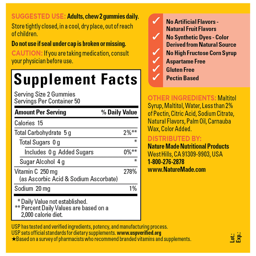 Zero Sugar‡ Vitamin C Gummies 250 Mg Per Serving