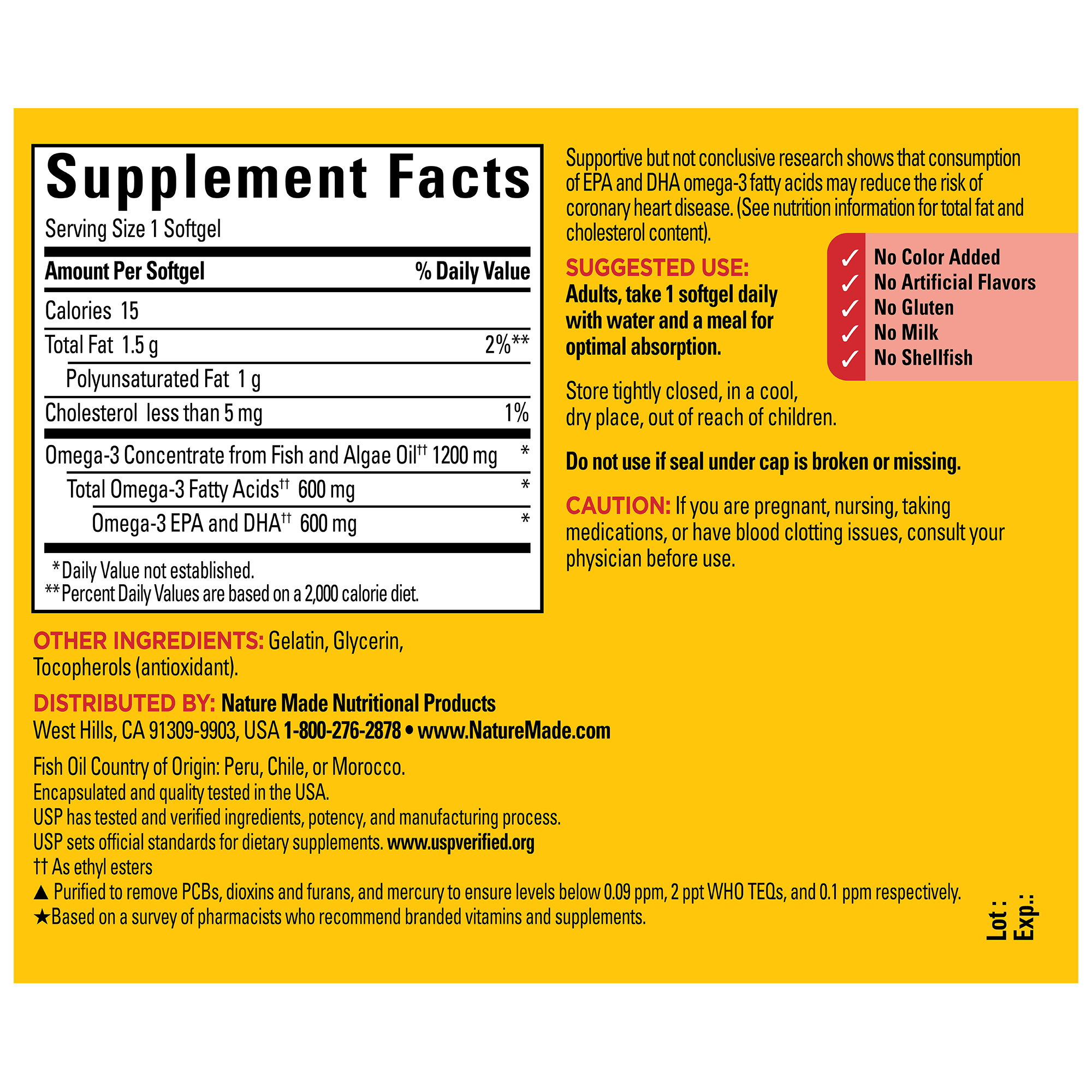 Omega-3†† from Fish & Algae Oil 1200 mg Softgels