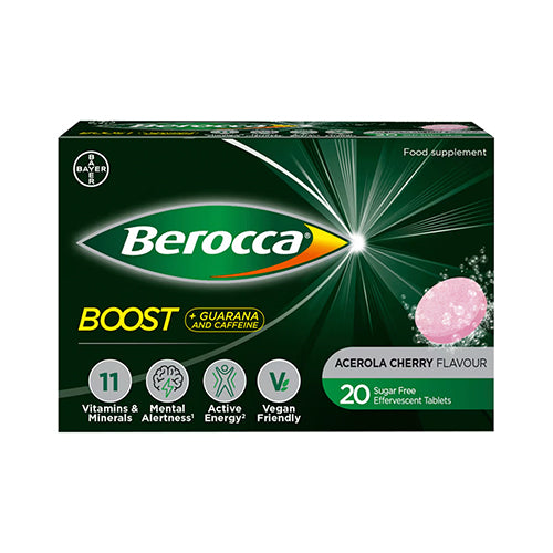 Berocca Boost Effervescent Tablets with Guarana, Caffeine, Vitamin B12, Vitamin C and Magnesium