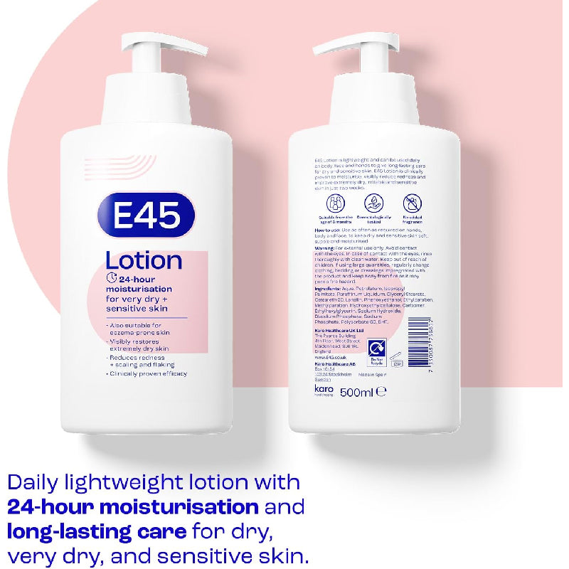 E45 Moisturising Lotion 500 ml for Dry & Sensitive Skin