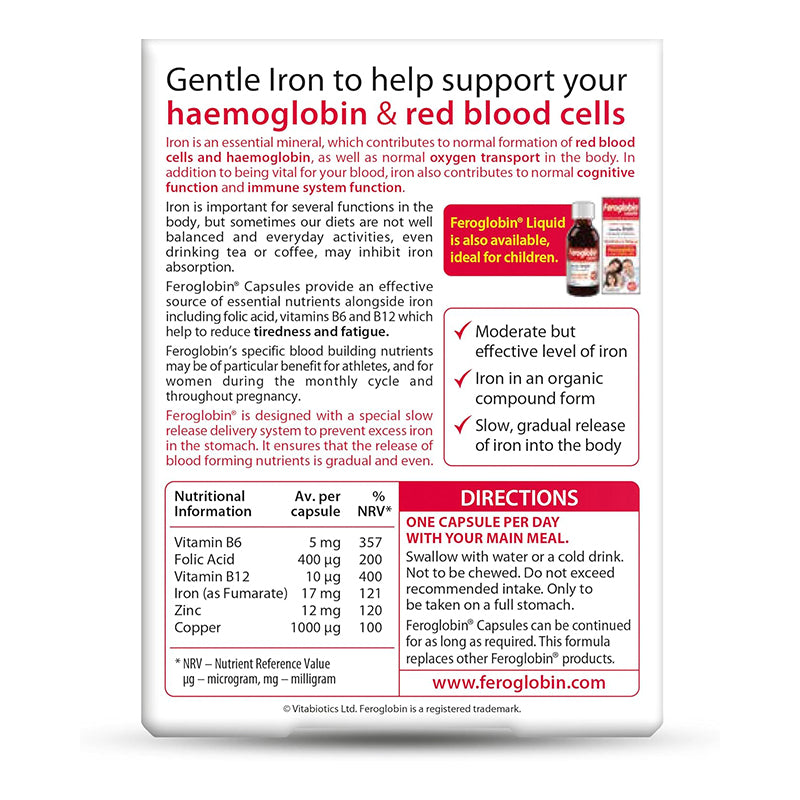 Feroglobin Iron Supplement Capsules - Support Iron Deficiency