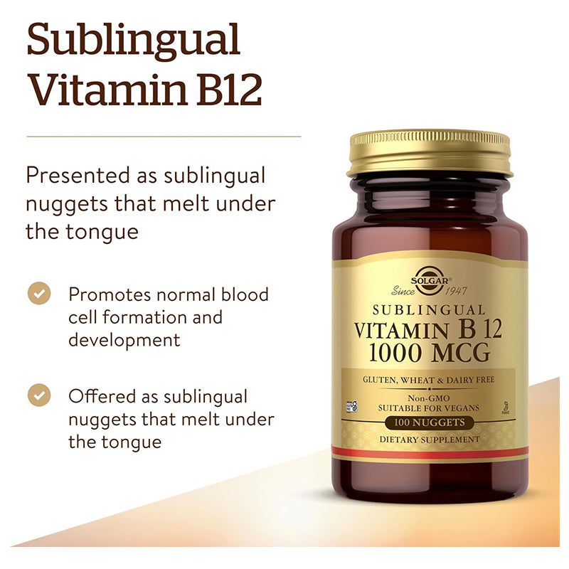 Solgar Vitamin B12 Sublingual Chewable Nuggets (Pack of 100)