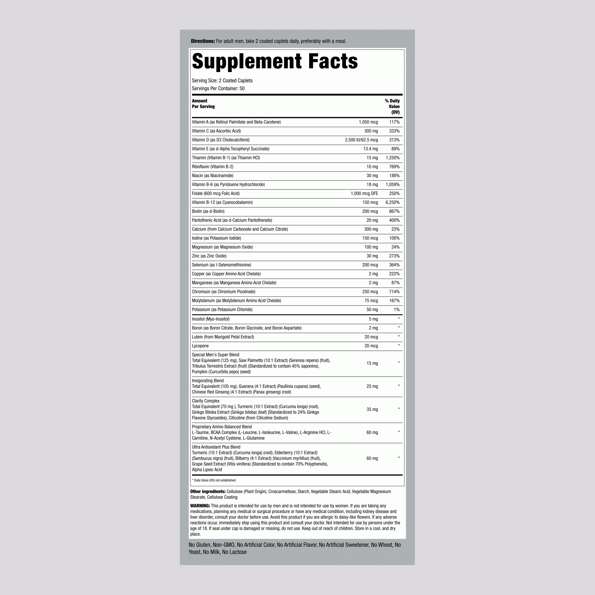 Mega Multi for Men 50 Plus, 100 Coated Caplets